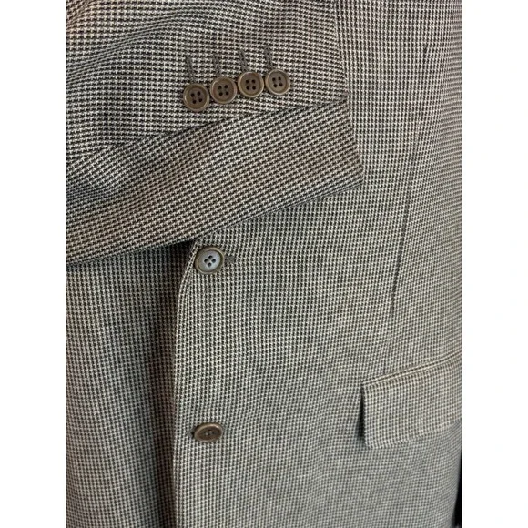 Mens Canali Blazer Silk Wool 42L Italy Jacket Sport Coat Tan Micro Check Texture Suits